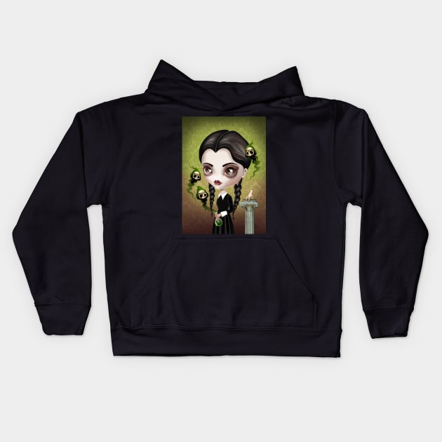 Be Afraid - Wednesday Addams Kids Hoodie by sandygrafik